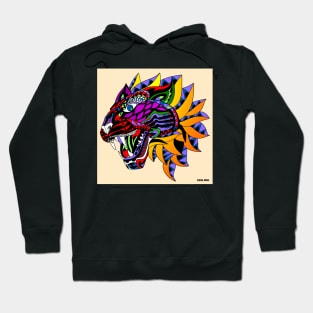 tribal tiger in tattoo mask pattern in aztec ecopop wallpaper art Hoodie